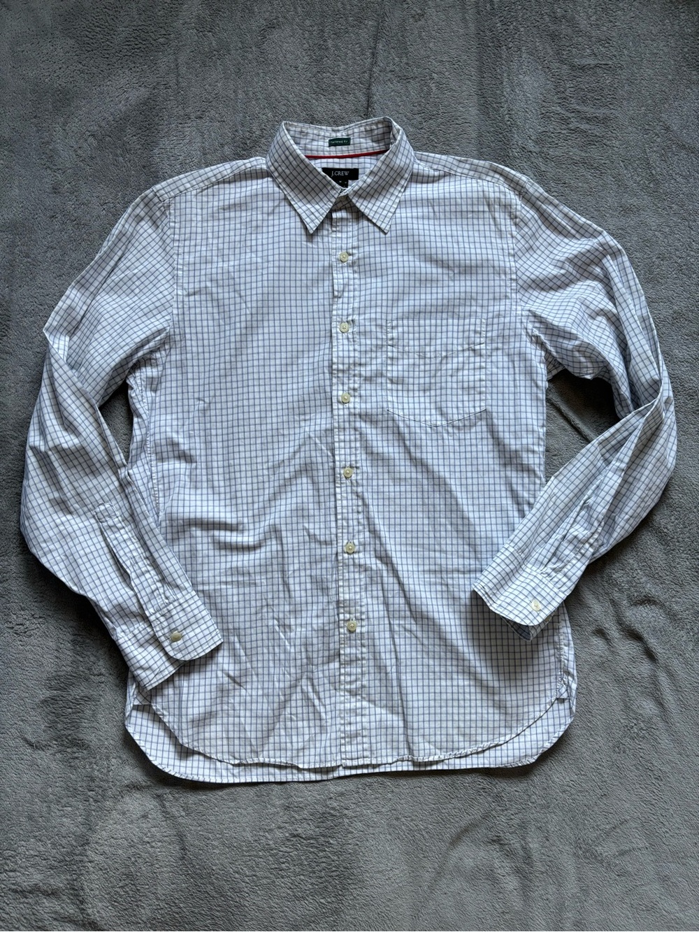 VTG  J.Crew Men's Flannel Shirt Size Medium Slim Green White Plaid 100% Cotton
